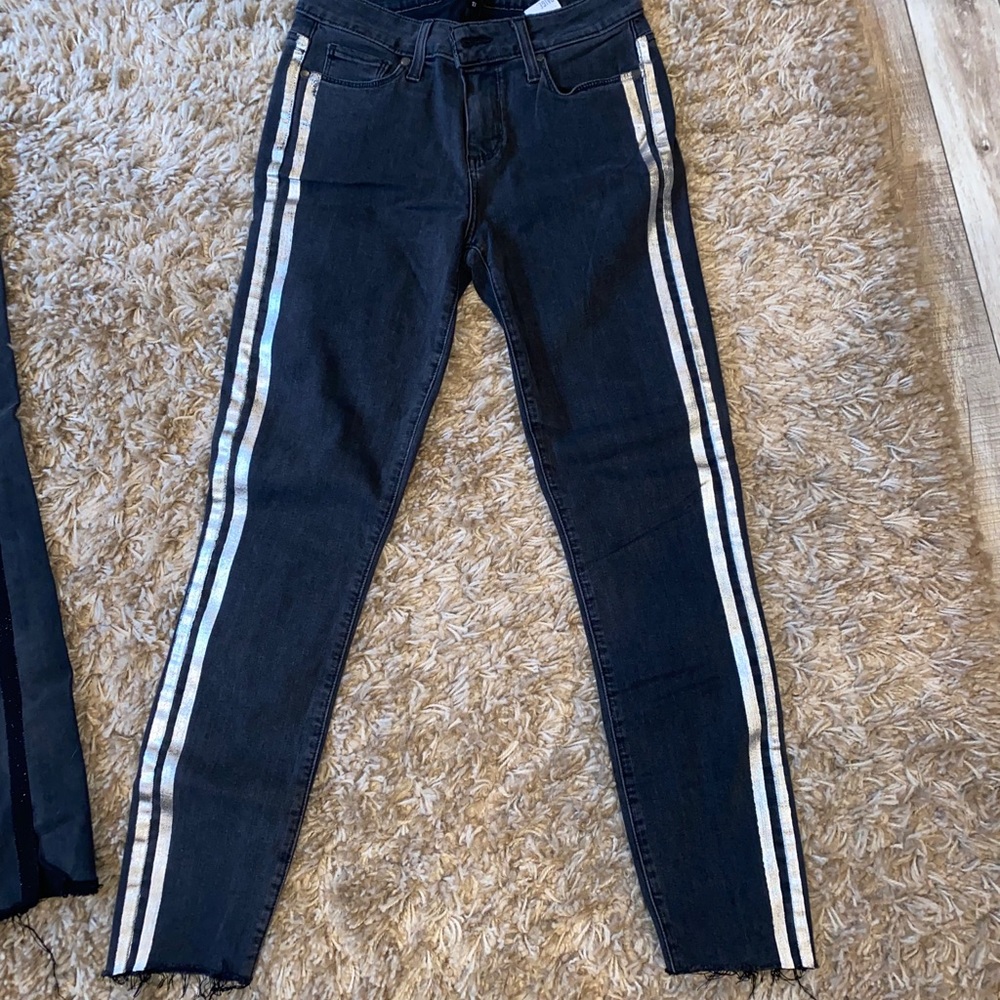 PAIGE Verdugo ankle Gray skinny silver stripe 27